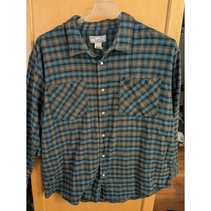 Vintage Haband Camel Joe Shirt Mens XL‎ Blue Brown Plaid Button Down Western